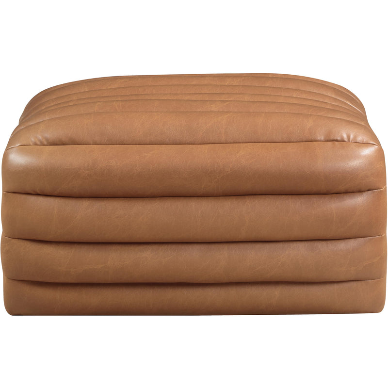Meridian Vega Cognac Vegan Leather Ottoman IMAGE 3