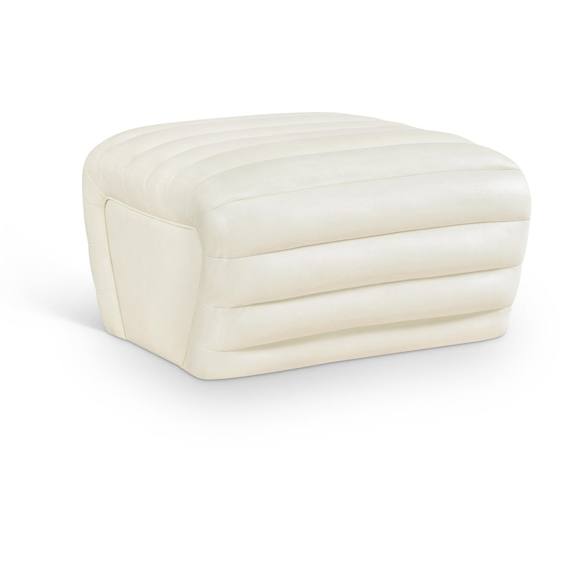 Meridian Vega Cream Vegan Leather Ottoman IMAGE 1