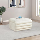 Meridian Vega Cream Vegan Leather Ottoman IMAGE 2
