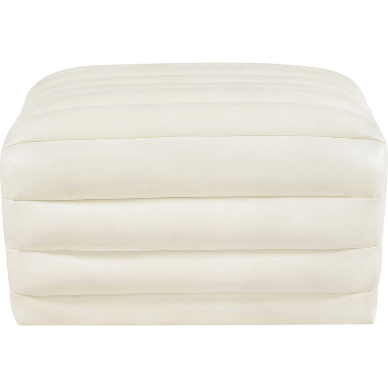 Meridian Vega Cream Vegan Leather Ottoman IMAGE 3