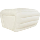 Meridian Vega Cream Vegan Leather Ottoman IMAGE 4