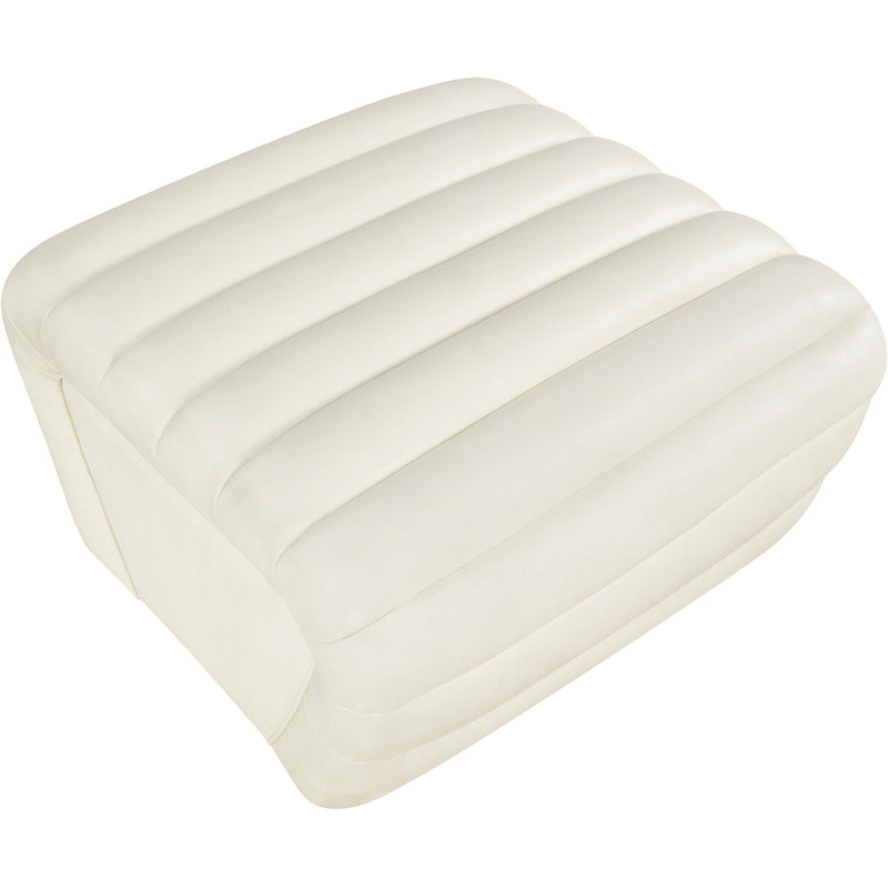 Meridian Vega Cream Vegan Leather Ottoman IMAGE 5