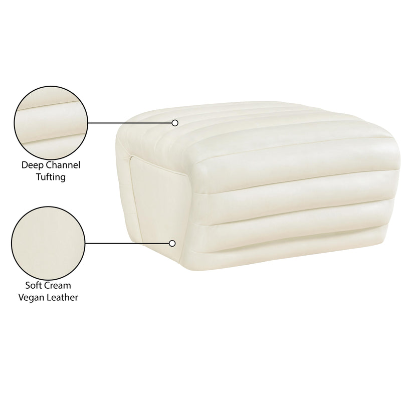 Meridian Vega Cream Vegan Leather Ottoman IMAGE 7