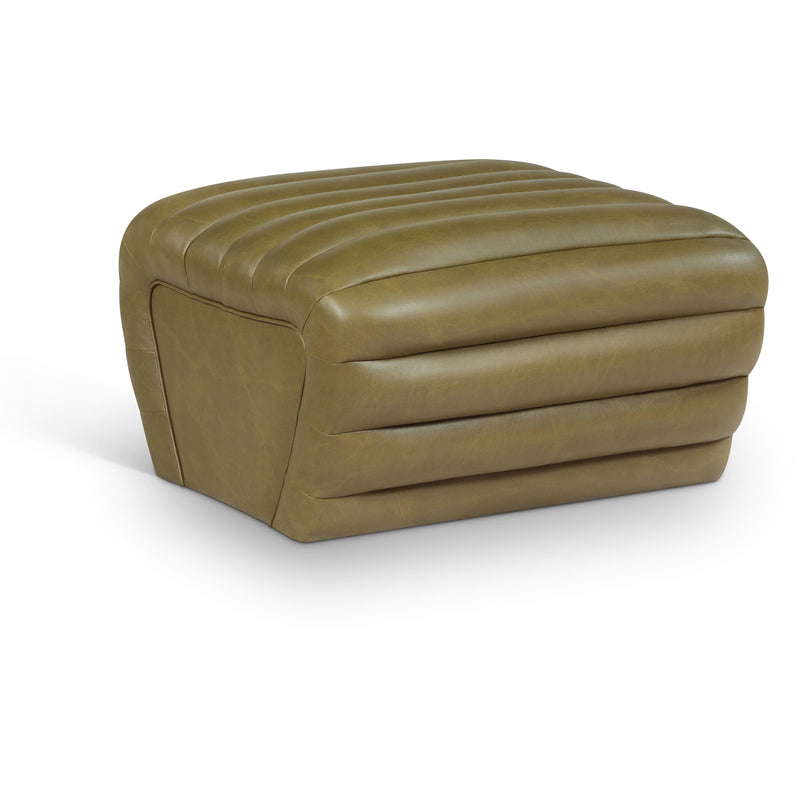 Meridian Vega Olive Vegan Leather Ottoman IMAGE 1