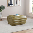 Meridian Vega Olive Vegan Leather Ottoman IMAGE 2
