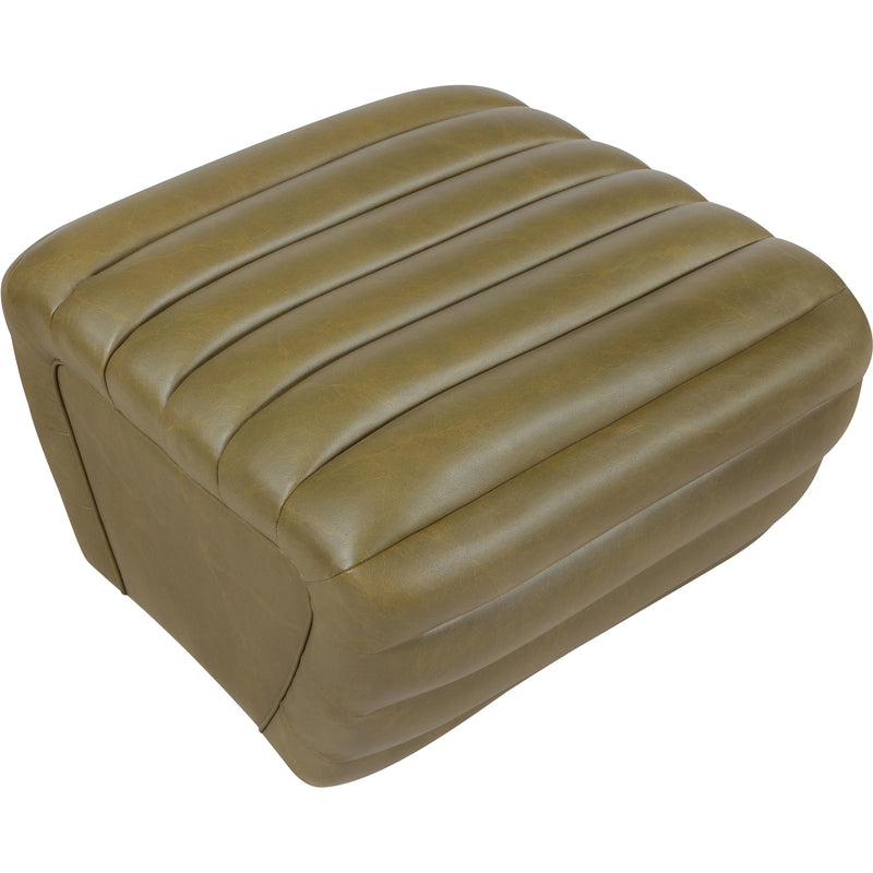 Meridian Vega Olive Vegan Leather Ottoman IMAGE 5