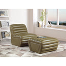 Meridian Vega Olive Vegan Leather Ottoman IMAGE 8