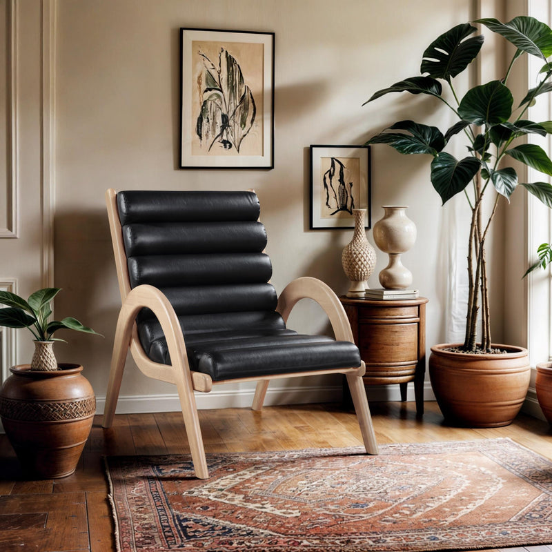 Meridian Randal Black Vegan Leather Accent Chair IMAGE 2
