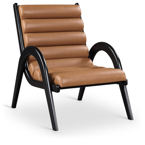 Meridian Randal Cognac Vegan Leather Accent Chair IMAGE 1