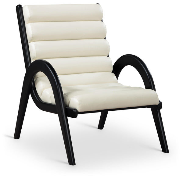 Meridian Randal Cream Vegan Leather Accent Chair IMAGE 1