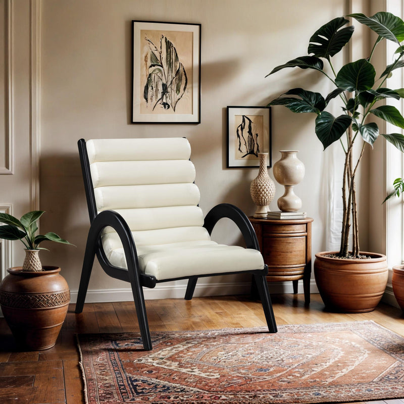 Meridian Randal Cream Vegan Leather Accent Chair IMAGE 2