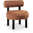  Meridian Ambre Saddle Vegan Shearling Fabric Upholstered Accent Chair IMAGE 1