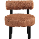  Meridian Ambre Saddle Vegan Shearling Fabric Upholstered Accent Chair IMAGE 3