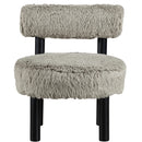  Meridian Ambre Taupe Vegan Shearling Fabric Upholstered Accent Chair IMAGE 3