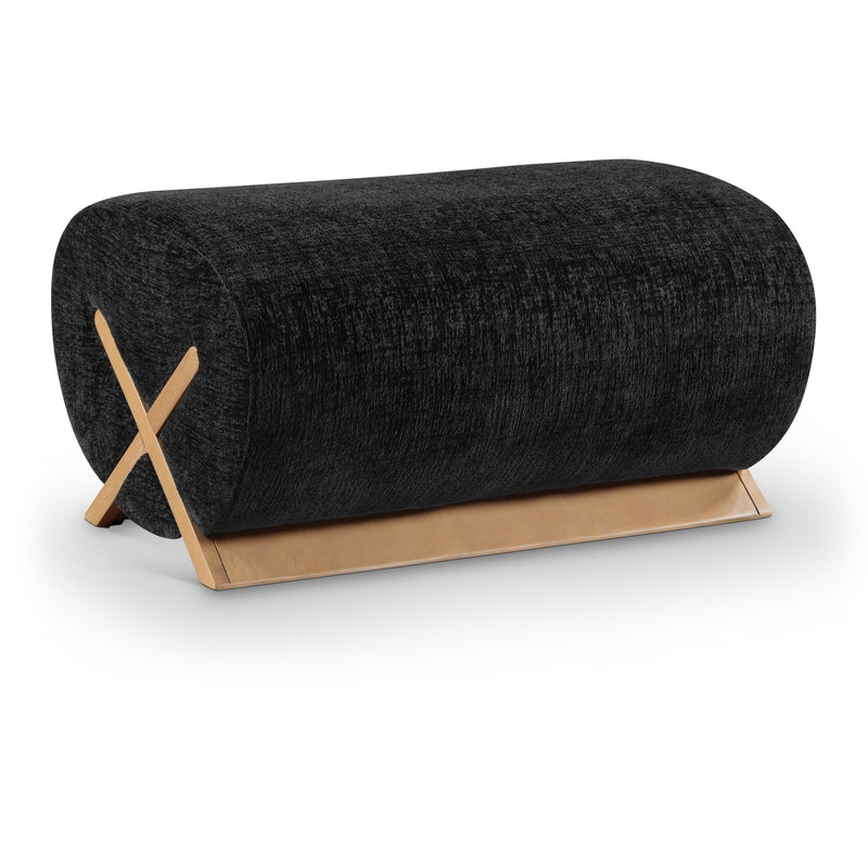 Meridian Akira Black Fabric Ottoman IMAGE 1