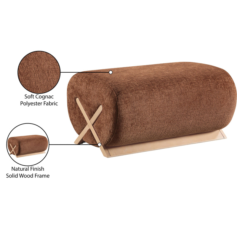 Meridian Akira Cognac Fabric Ottoman IMAGE 8