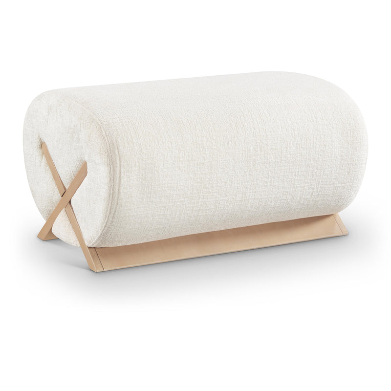 Meridian Akira Cream Fabric Ottoman IMAGE 1