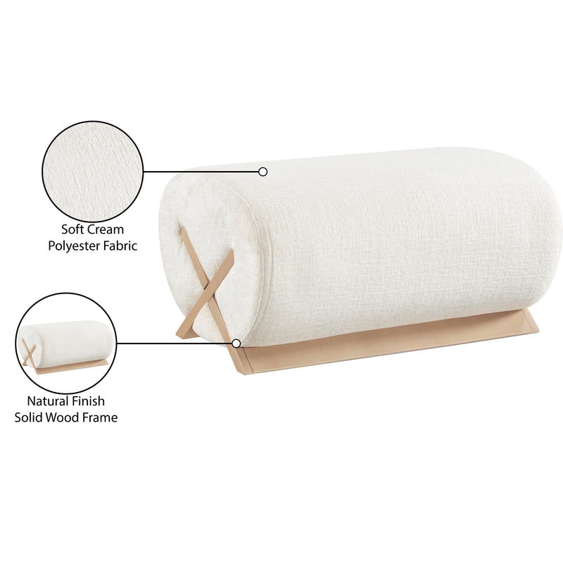 Meridian Akira Cream Fabric Ottoman IMAGE 8