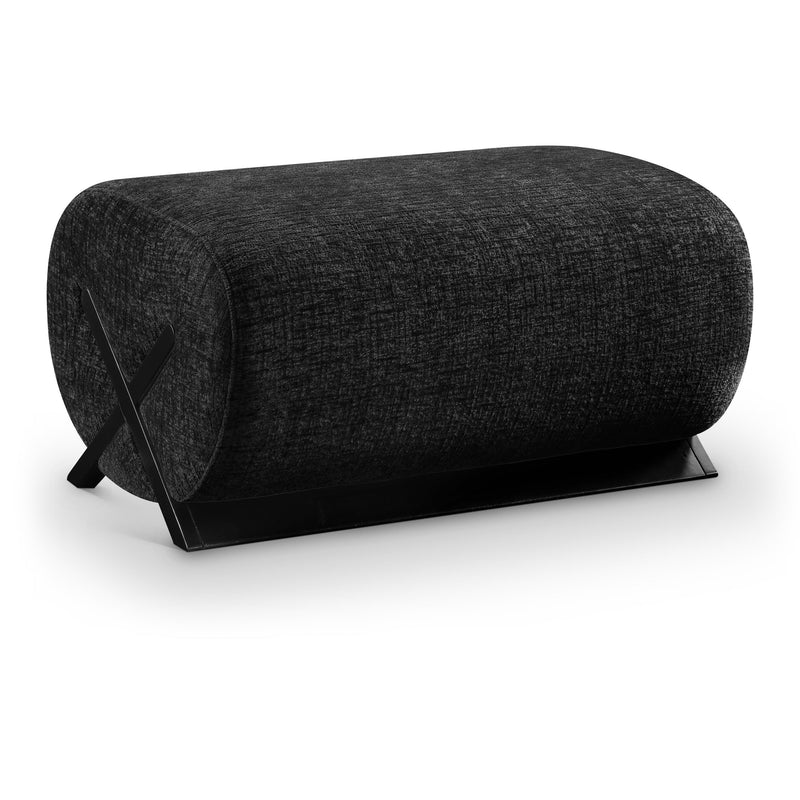 Meridian Akira Black Fabric Ottoman IMAGE 1