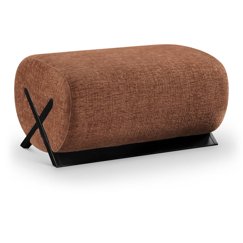 Meridian Akira Cognac Fabric Ottoman IMAGE 1