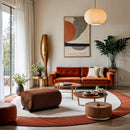 Meridian Akira Cognac Fabric Ottoman IMAGE 2