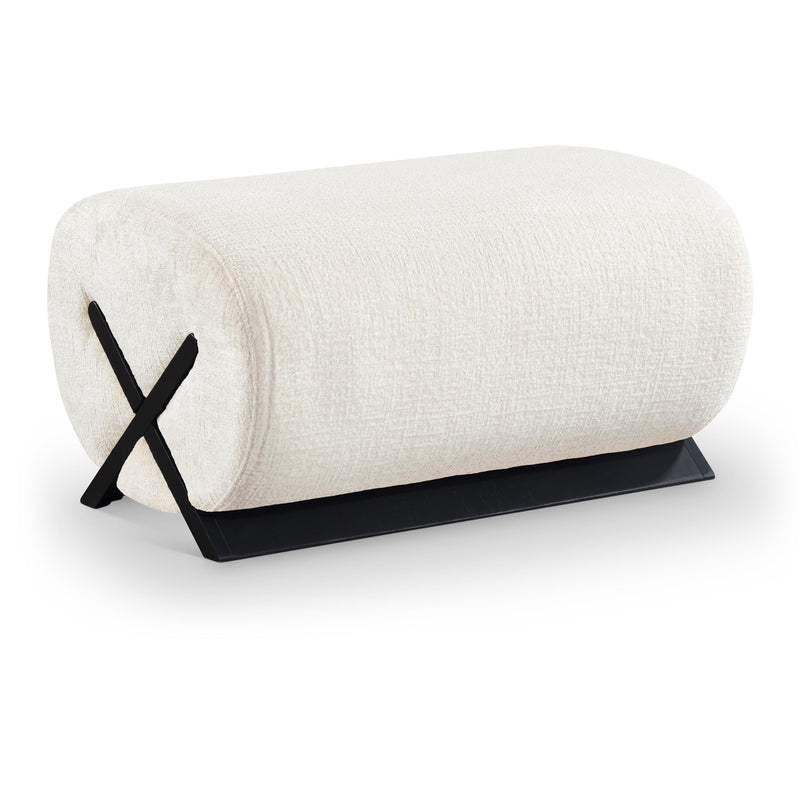 Meridian Akira Cream Fabric Ottoman IMAGE 1