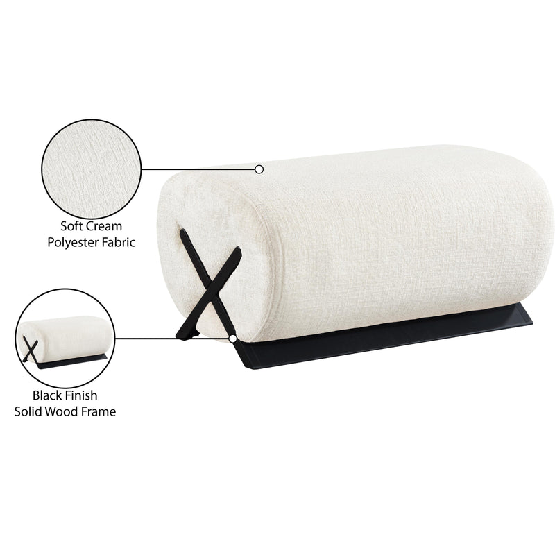 Meridian Akira Cream Fabric Ottoman IMAGE 8