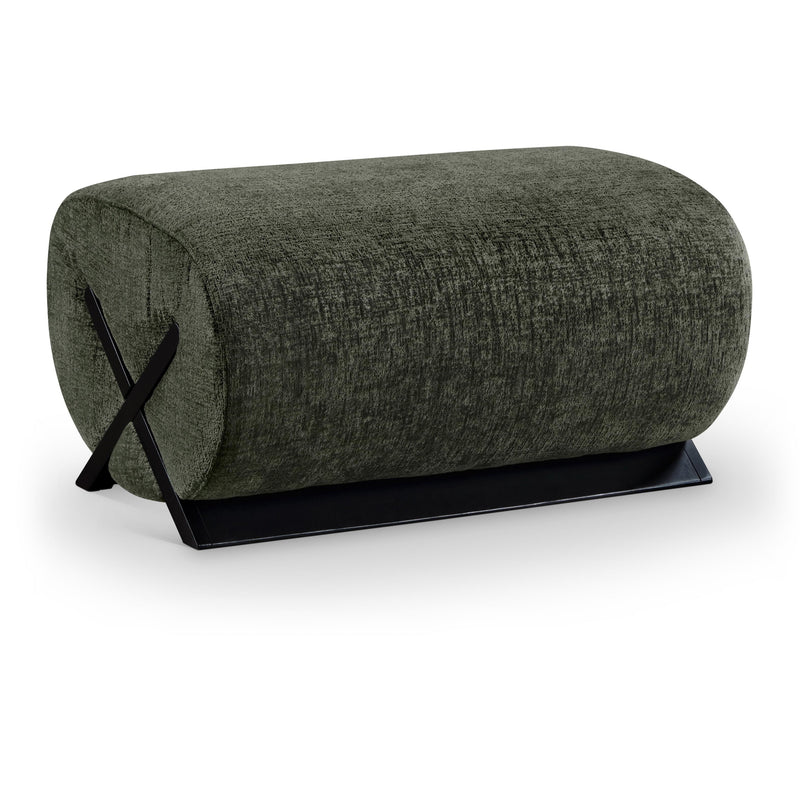 Meridian Akira Green Fabric Ottoman IMAGE 1