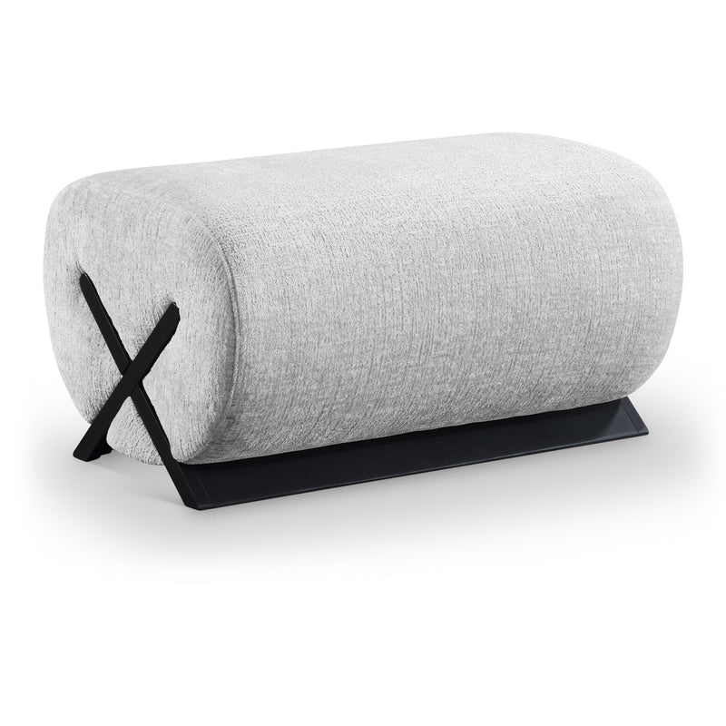 Meridian Akira Grey Fabric Ottoman IMAGE 1