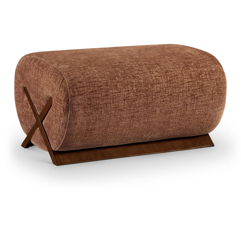 Meridian Akira Cognac Fabric Ottoman IMAGE 1