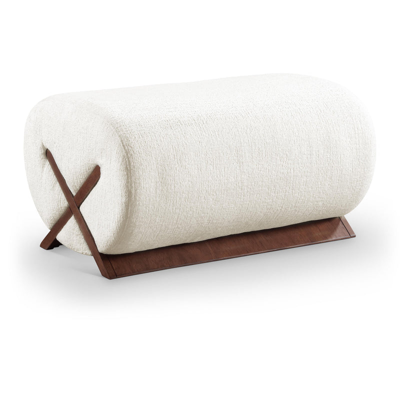 Meridian Akira Cream Fabric Ottoman IMAGE 1