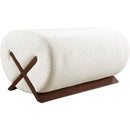 Meridian Akira Cream Fabric Ottoman IMAGE 4