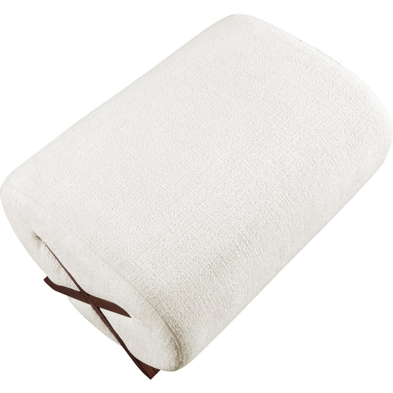 Meridian Akira Cream Fabric Ottoman IMAGE 5
