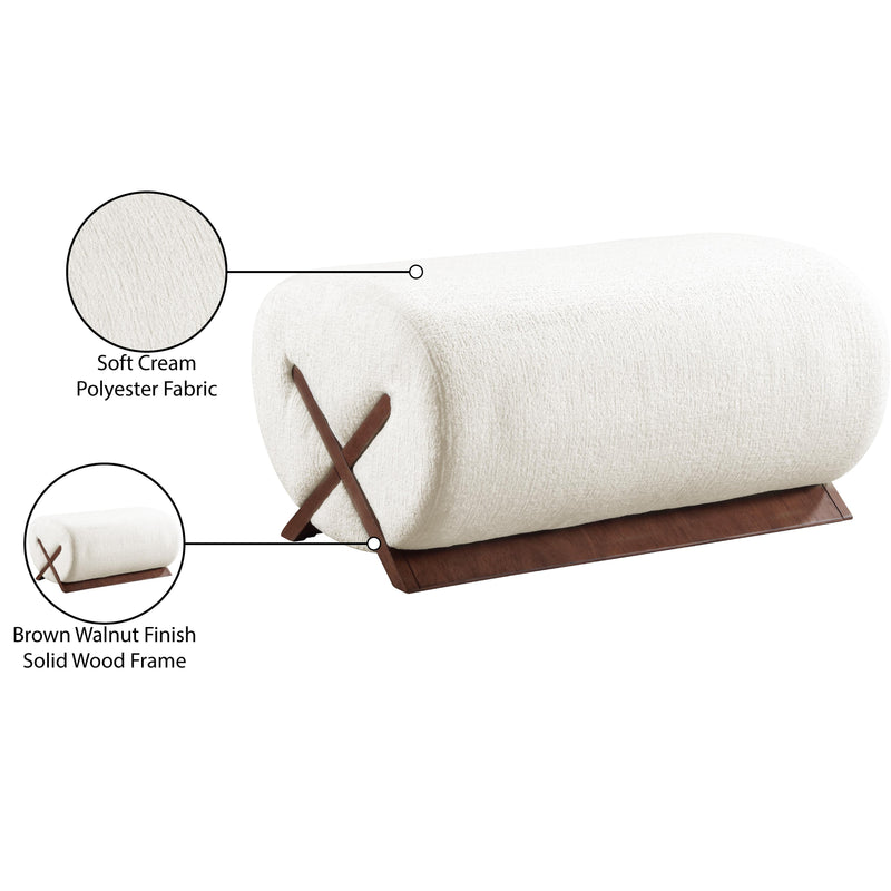 Meridian Akira Cream Fabric Ottoman IMAGE 8