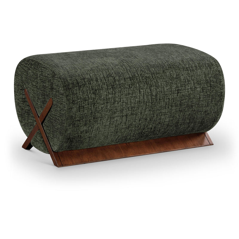 Meridian Akira Green Fabric Ottoman IMAGE 1