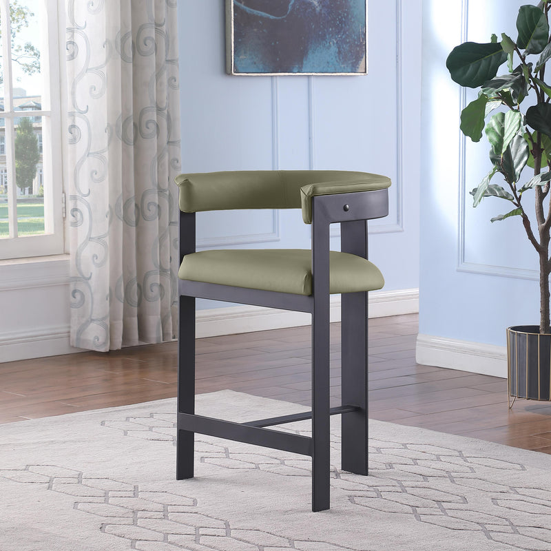 Meridian Romeo Olive Green Vegan Leather Counter Stool IMAGE 2