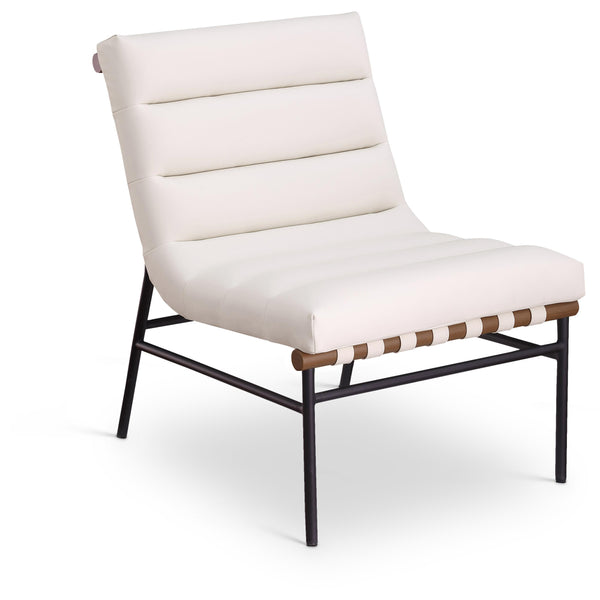 Meridian Burke Cream Vegan Leather Accent Chair IMAGE 1