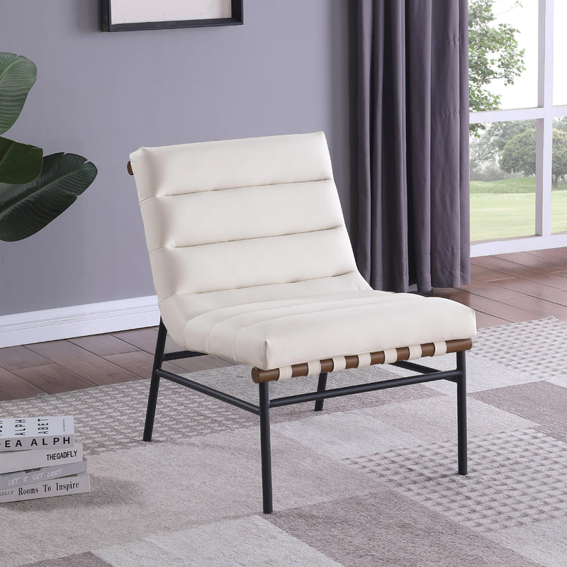 Meridian Burke Cream Vegan Leather Accent Chair IMAGE 2