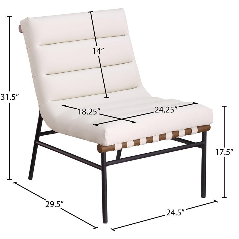Meridian Burke Cream Vegan Leather Accent Chair IMAGE 8