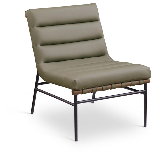 Meridian Burke Olive Vegan Leather Accent Chair IMAGE 1