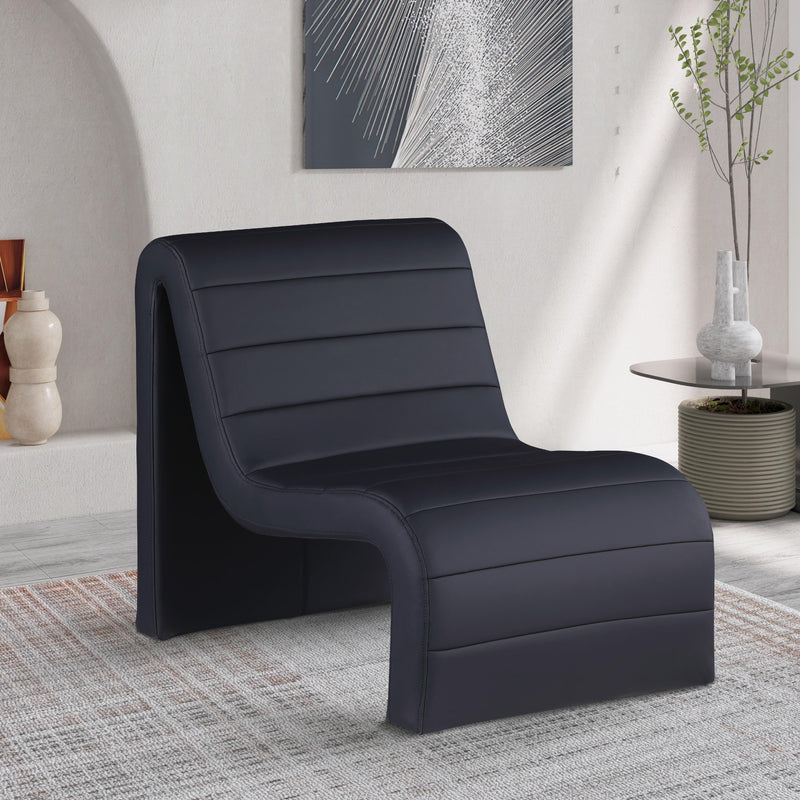 Meridian Ivy Black Vegan Leather Accent Chair IMAGE 2