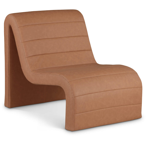 Meridian Ivy Cognac Vegan Leather Accent Chair IMAGE 1