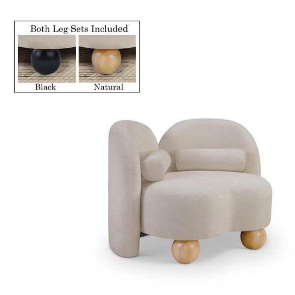 Meridian Daphne Beige Chenille Fabric Chair IMAGE 1