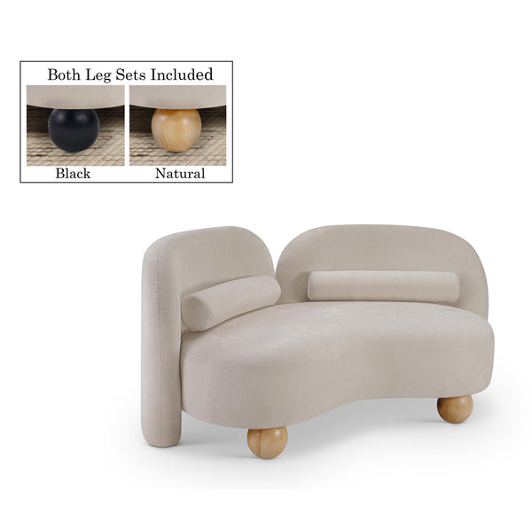 Meridian Daphne Beige Chenille Fabric Loveseat IMAGE 1