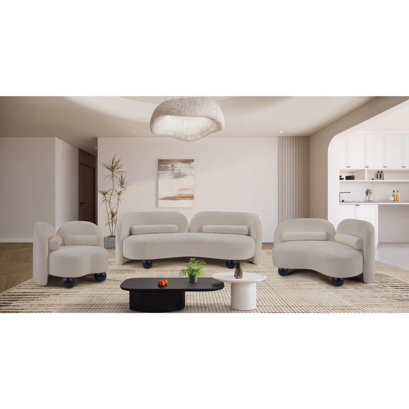 Meridian Daphne Beige Chenille Fabric Sofa IMAGE 16