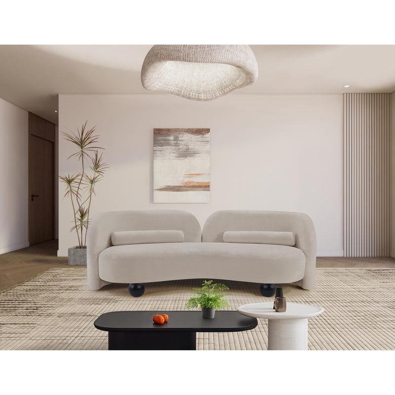 Meridian Daphne Beige Chenille Fabric Sofa IMAGE 4