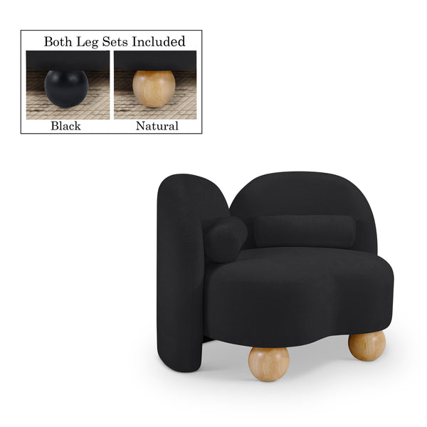 Meridian Daphne Black Chenille Fabric Chair IMAGE 1