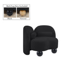 Meridian Daphne Black Chenille Fabric Chair IMAGE 2