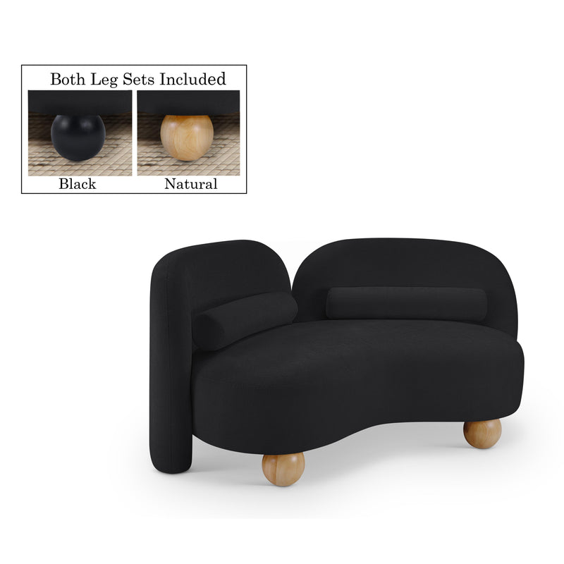 Meridian Daphne Black Chenille Fabric Loveseat IMAGE 1