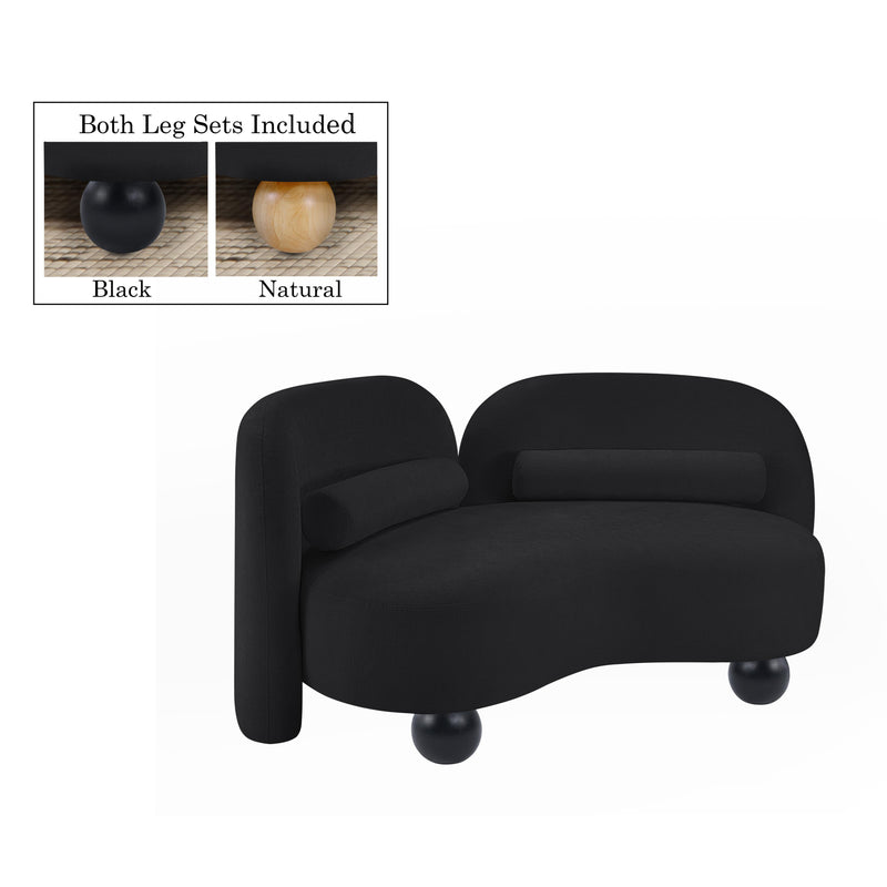 Meridian Daphne Black Chenille Fabric Loveseat IMAGE 2
